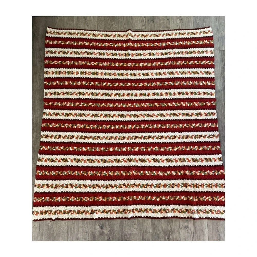 Handmade Crochet Granny Blanket Afghan Bed Throw Vintage 70x70 Harvest‎ Colors
